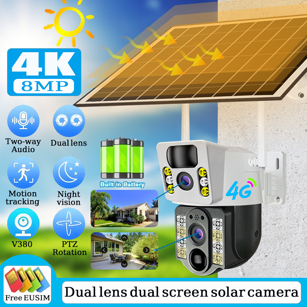 Home Security Outdoor Camera System - 4K 8MP Wireless Solar Camera 4G