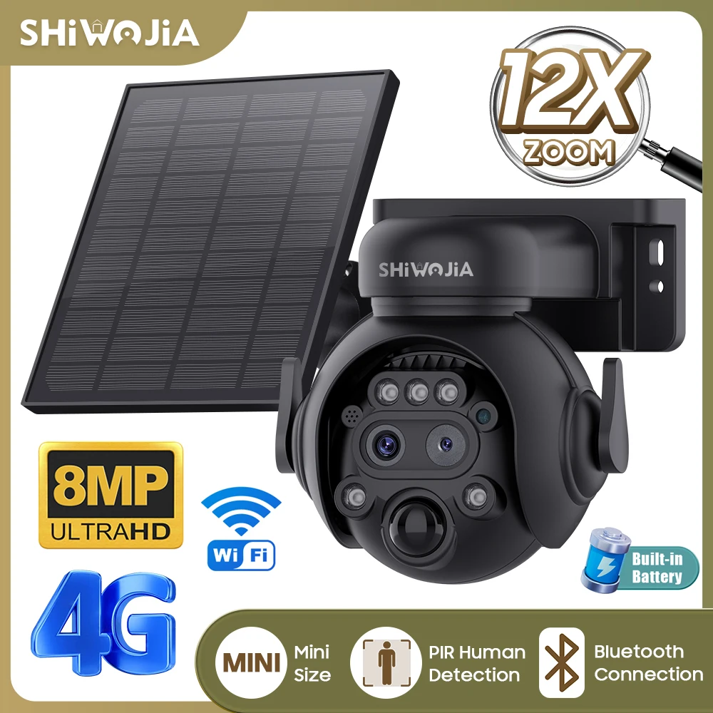 Home Security Outdoor Camera System - SHIWOJIA 12X Zoom 4G LTE Solar