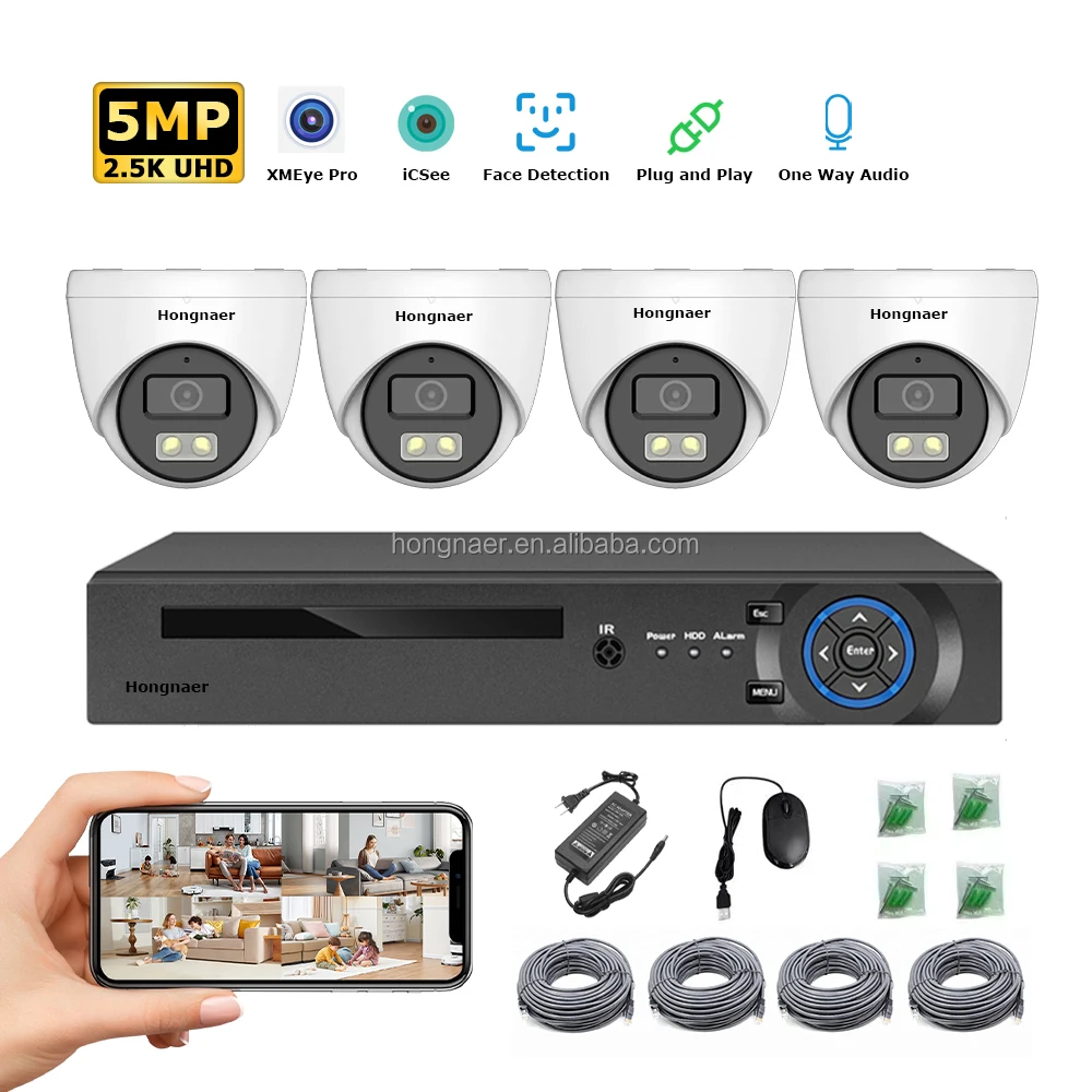 Home Security Camera System - 2026 Hongnaer 4MP 5MP 8MP 4CH