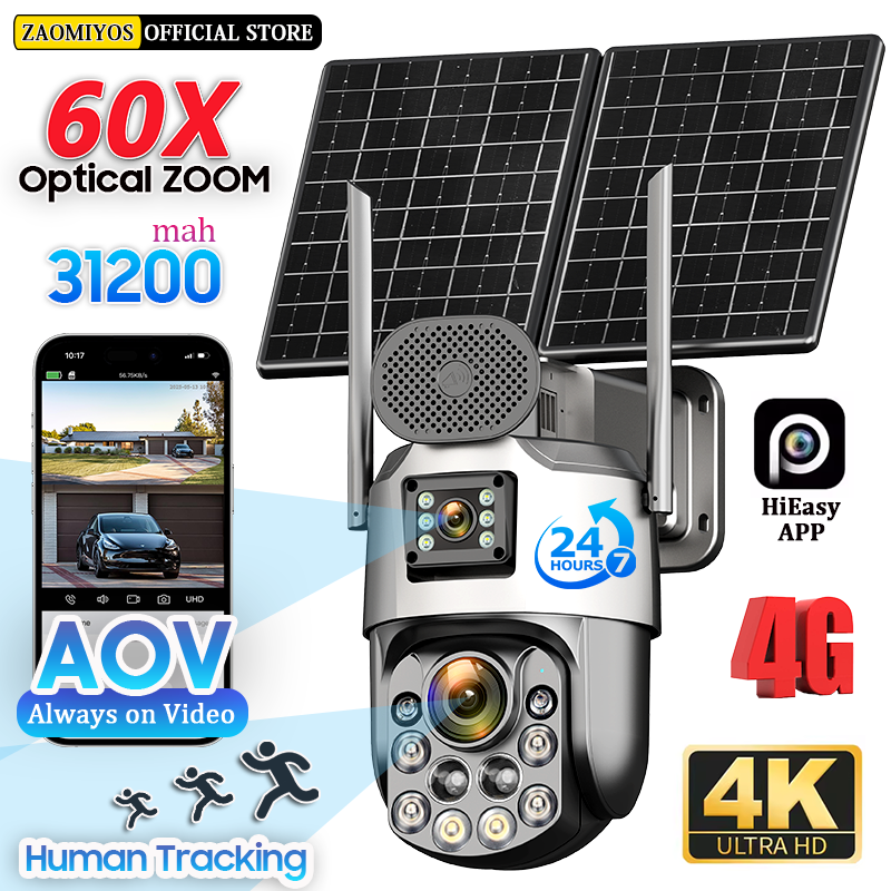 Home Security Outdoor Camera System - Dual Lens Home Outdoor Surveillance Solar