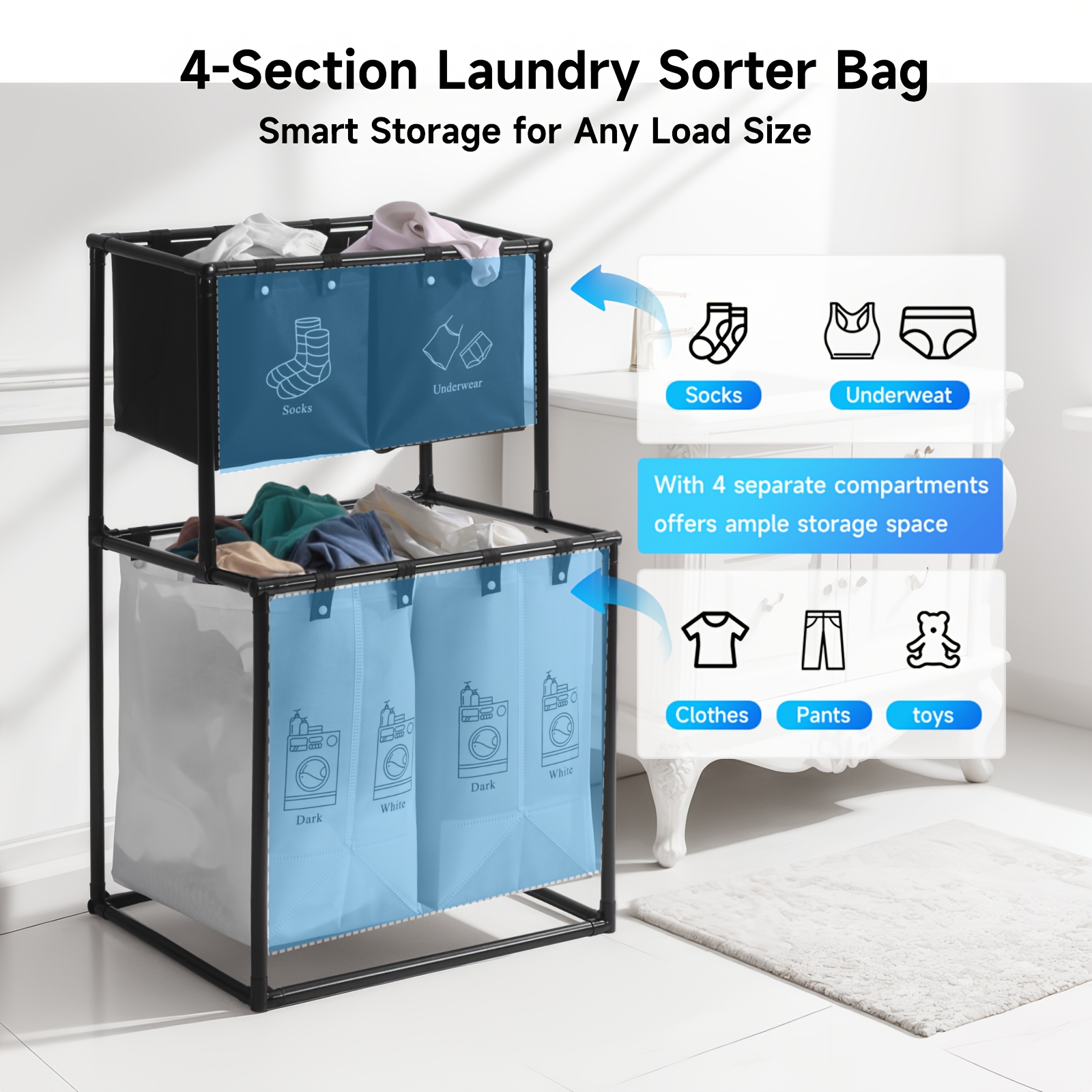 us2 Compartment Laundry Hamper - Home Security United Kingdom ulasan dan harga