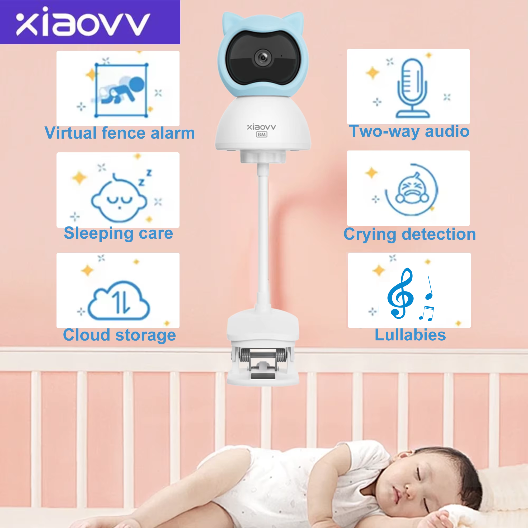4MP WiFi xiaovv indoor Baby Mo - Home Security No Wifi Needed ulasan dan harga