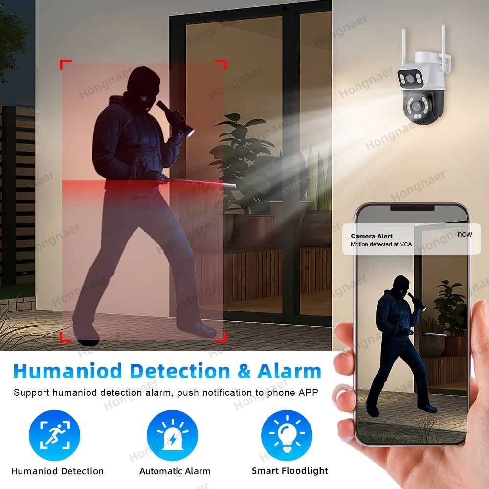 Hongnaer 6MP 4CH Dual Lens Hom - Home Security Wireless Cameras ulasan dan harga