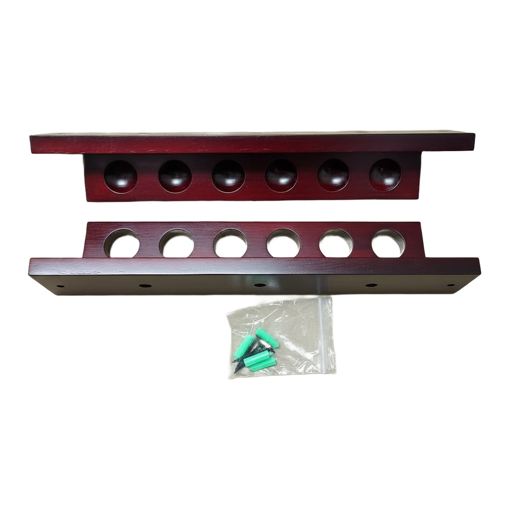 Six-Hole Wooden Pool Cue Rack  - Home Security Game ulasan dan harga